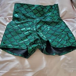 EUC high waist spandex mermaid shorts size small